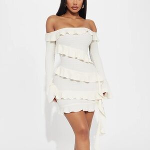 Ruffle Romance Mini Dress - Ivory